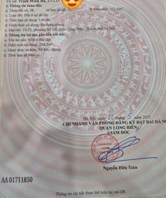 Bán nhà Lâm Hạ – Bồ Đề, Long 🏡 Biên, Hà Nội, Diện tích 112m², 4 tầng, mặt tiền 6.6m,