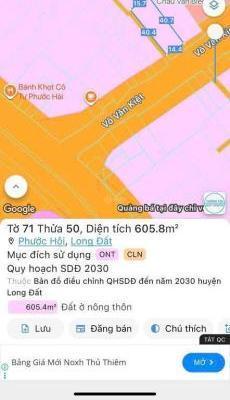 Chủ cần bán Đất nền riêng lẻ 605m²