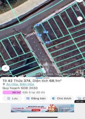 Bán gấp đất thổ cư an hoà biên hoà 68m2 🔥 giá 1tỷ690