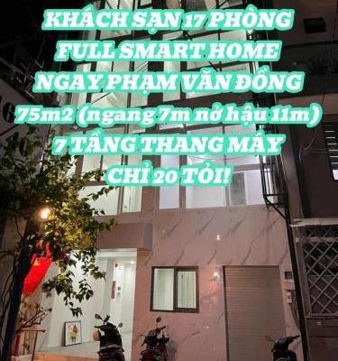 SMARTHOME - CHDV 7 TẦNG 🏬 17 PHÒNG - 75m2 NGANG TẬN 7m, NỞ HẬU 11m DÀI 11m - CHỈ 20 TỶ