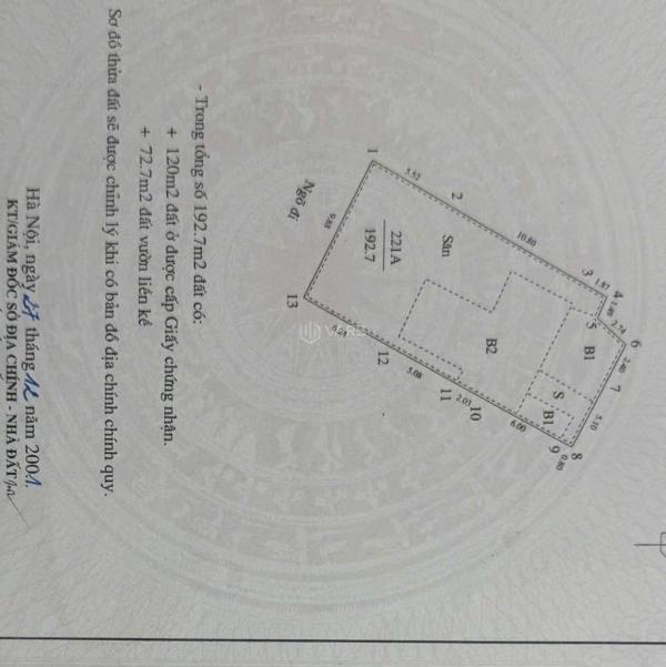 Bán đất kim ngưu vuông đẹp 24 tỷ 193 🏘️ m2 (120m2 đất ở, 73m2 đất vườn)