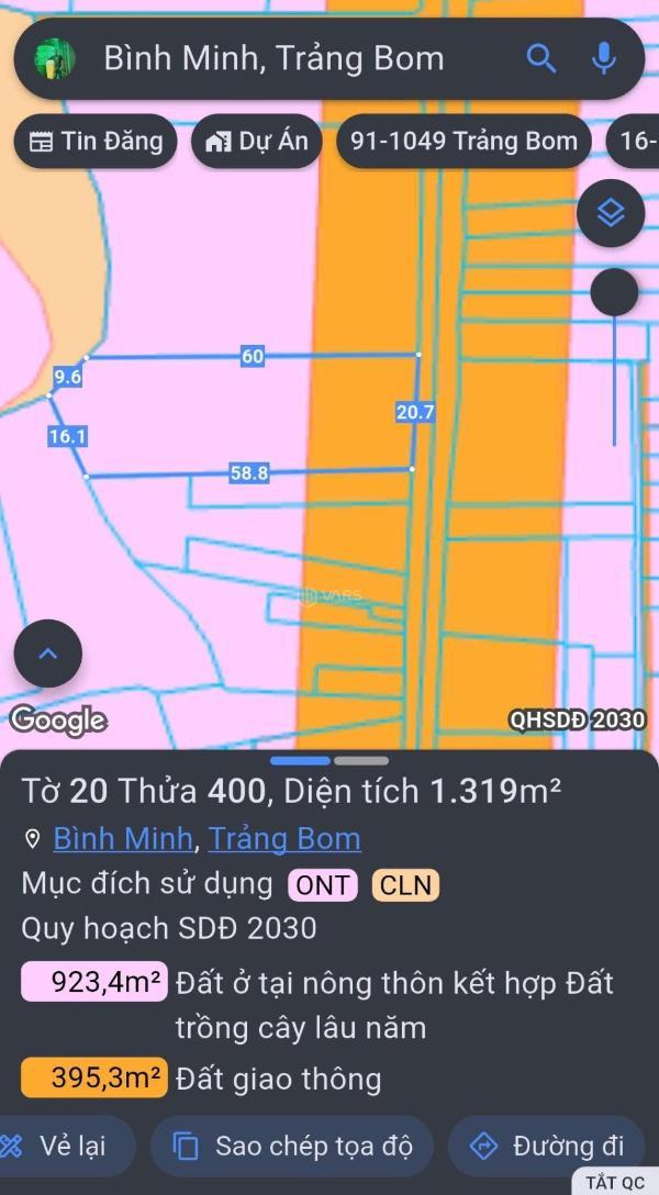 1300m2 có 200m2 tc🔥 bán đất mặt tiền 🏘️ bình minh, trảng bom 🔥