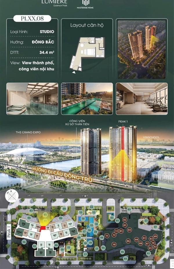 Chỉ với 4 tỷ 8 bạn đã sử hữu ngay 🏤 căn studio 34.8m2, ck 17%, hướng đb