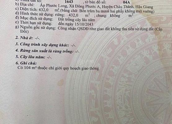 Cần bán Đất nền riêng lẻ 432m²