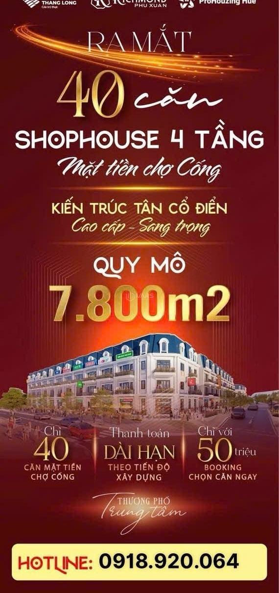 🔥 nhận giữ chỗ shophouse mặt 🏠 tiền nguyễn lộ trạch huế