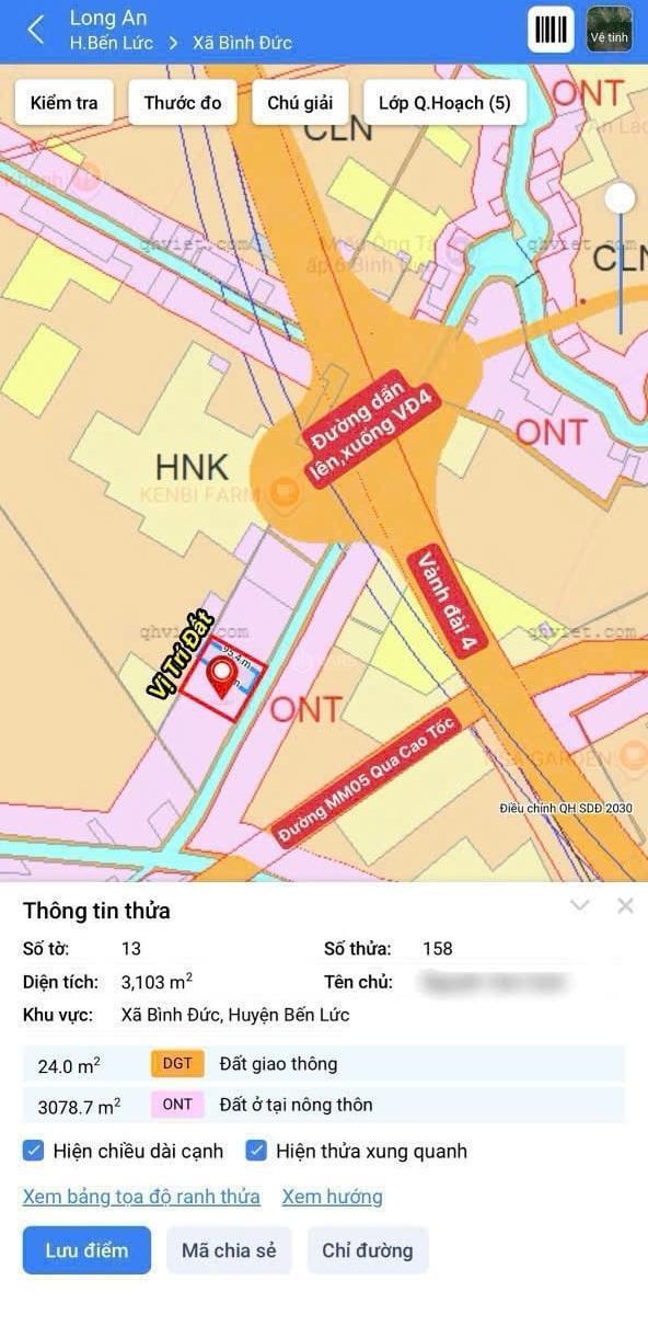 Bán 10 lô đất vườn liền kề view kênh xã bình đức dt 500m2 giá 🏠 650tr / 1 lô