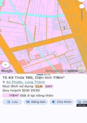 Bán 💥 gấp lô đất thổ cư tam phước 118m2 giá 1tỷ400