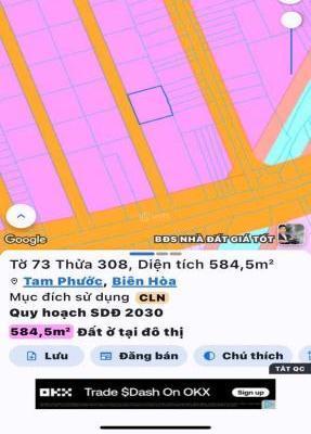 Bán gấp lô đất sổ 🏣 riêng tam phước 585m2 giá 5tỷ