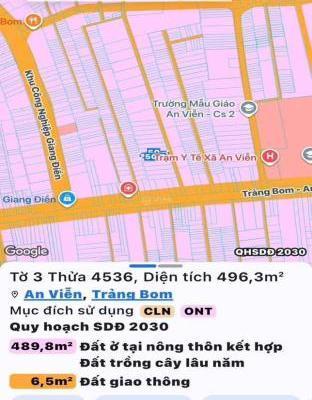 Bán gấp 🏘️ lô đất thổ cư kcn giang điền 496m2 giá 3tỷ900