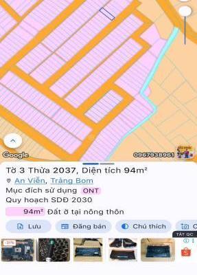 Bán gấp lô đất thổ cư an viễn trảng bom 🏚️ 95m2 giá 720tr