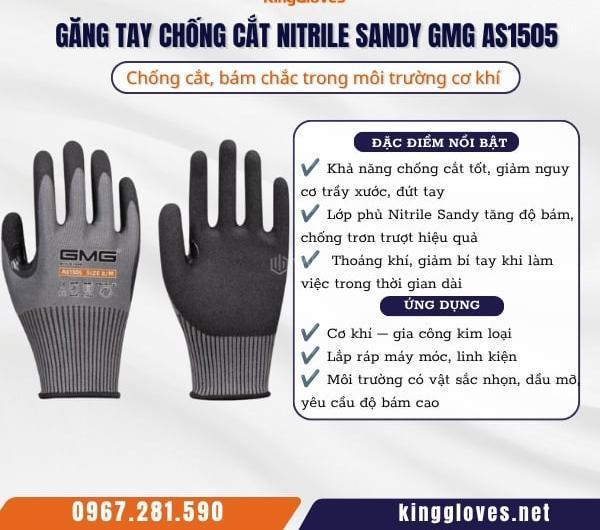 🧤găng tay chống cắt nitrile sandy gmg as1505 chống 🏢 cắt, bám chắc trong môi tr