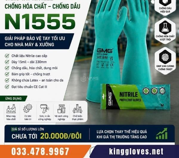 Găng tay nitrile chống hóa chất 🔥 chống dầu gmg n1555 giải pháp bảo vệ tay