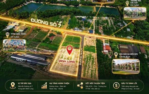 Bán gấp đất nền dự án tại Nguyễn Huệ, Minh Long, Chơn Thành, 600 triệu, 225 👍 m2
