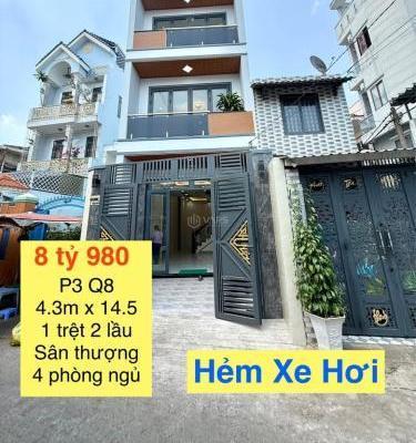 Bán nhà 🏤 mới HXH Phạm Thế Hiển P3 Q8, 4.4x12m 4 tầng chỉ nhỉnh 8 tỷ
