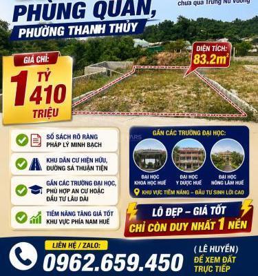 🔥 CHỈ CÒN 1 🏦 LÔ DUY NHẤT – ĐẤT ĐẸP PHÙNG QUÁN, PHƯỜNG THANH THỦY