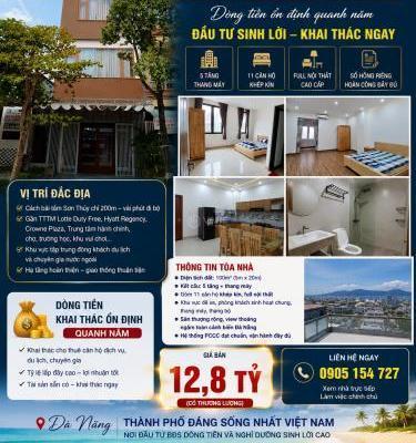 🏠💯 BÁN NHANH TÒA CĂN HỘ APARTMENT 💥 5 TẦNG, NGAY BÃI BIỂN SƠN THỦY ĐÀ NẴNG CHỈ NHỈNH 12 TỶ