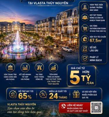 Nhà Phố Vlasta Thủy Nguyên View Quảng Trường Trung Tâm – Tâm Điểm 🏡 Kinh Doanh Mới