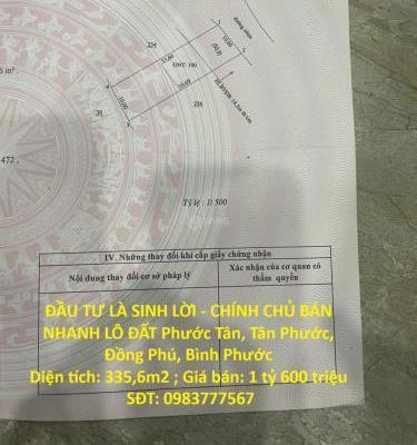 Bán Đất nền riêng lẻ 335m²