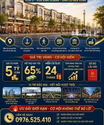 Nhà Phố Vlasta Thủy Nguyên Hải Phòng 🏦 - Sổ Đỏ Lâu Dài - Giá Chỉ Từ 5,x Tỷ