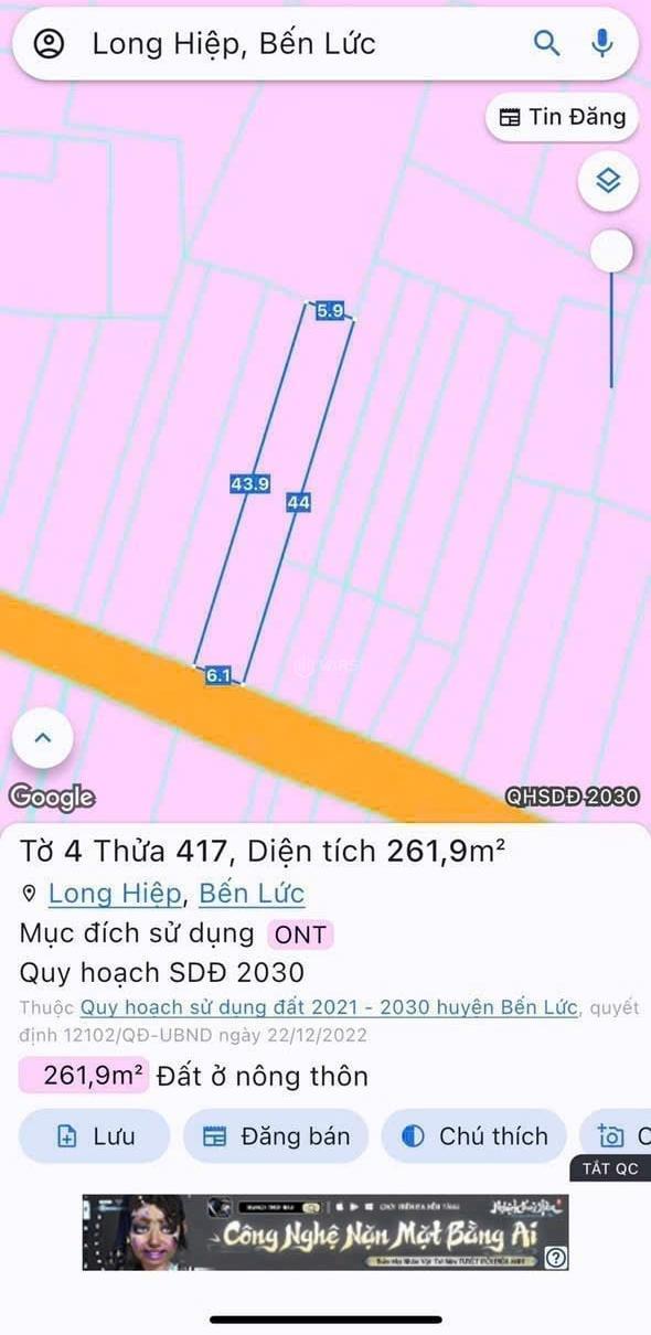 Bán Đất nền riêng lẻ 261m²