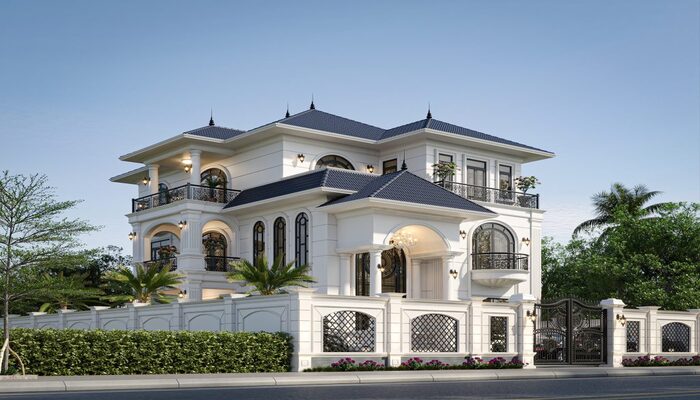 Mẫu nhà 3 tầng mái Nhật phong cách Châu Âu