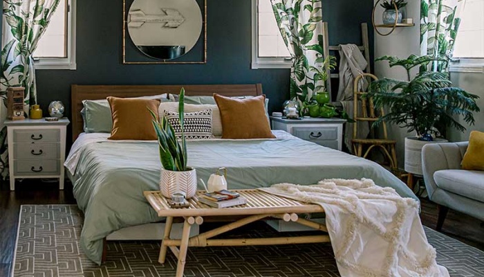 Phòng ngủ phong cách Tropical - Mang lại không gian gần gũi với thiên nhiên, sử dụng cây xanh và vật liệu tự nhiên