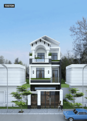 Nhà ống tân cổ điển 3 tầng mái Nhật