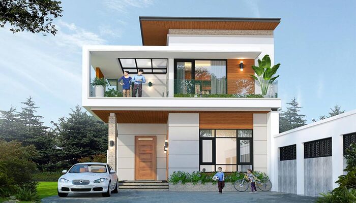 Mẫu nhà ống giả biệt thự mái bằng