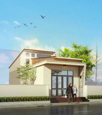 Thiết kế nhà 1 tầng 5x15m mái bằng hiện đại 