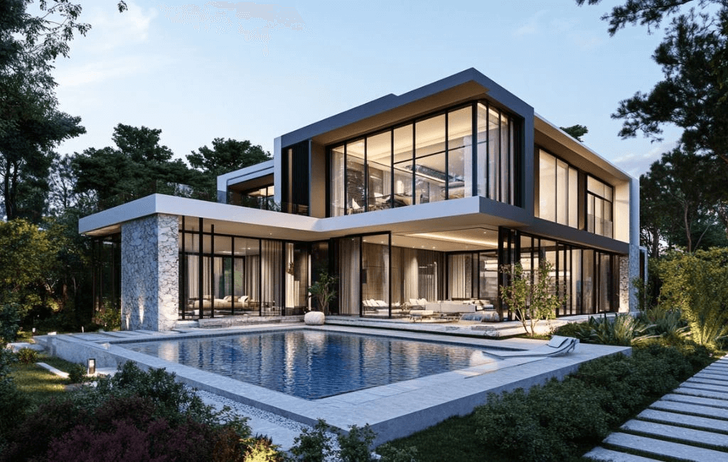 Mẫu biệt thự bể bơi phong cách hiện đại